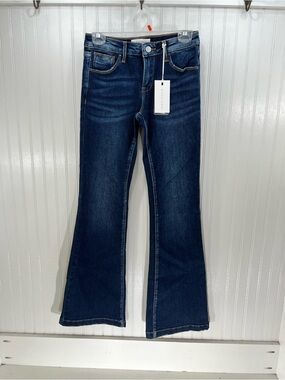 NWT Risen Low Rise Flare Jeans Dark Wash Boho Chic Size 3 / 26W